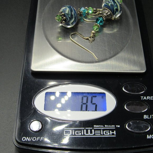 Sterling Silver Unique Glass & Crystal Earrings - Picture 5 of 5